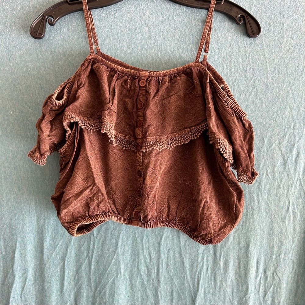 Cropped Peasant Top